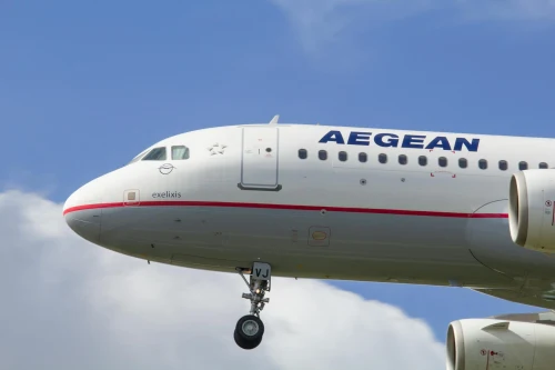 Aegean Airlines Airbus A321 (A3) on the airport apron.
