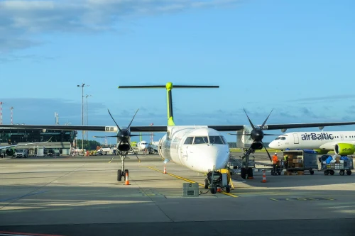 Air Baltic (BT) aircraft on the apron.