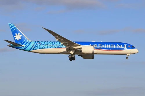 Air Tahiti Nui Boeing 787 (OT) on the airport apron.