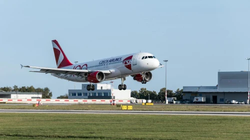 Czech Airlines Airbus A320 (OK) on the airport apron.
