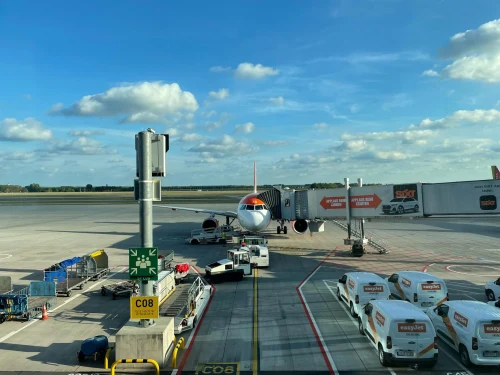 Easyjet (U2) aircraft on the apron.