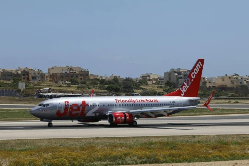 Jet2 (J2) aircraft on the apron under clear skies.