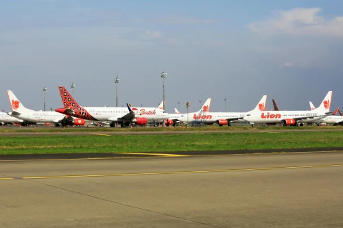 Lion Air (DL) aircraft on the apron.