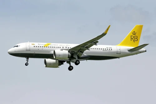 Royal Brunei Airbus A320 (BR) on the airport apron.