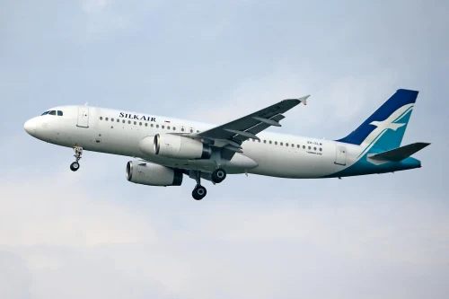 Silkair Airbus A320 (MI) on the airport apron.