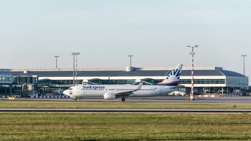 Sunexpress (XX) aircraft on the apron.