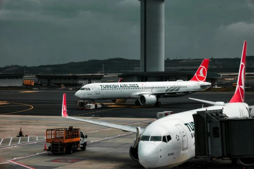 Turkish Airlines (TK) aircraft on the apron.