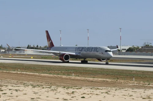 Virgin Atlantic (VS) aircraft on the apron.