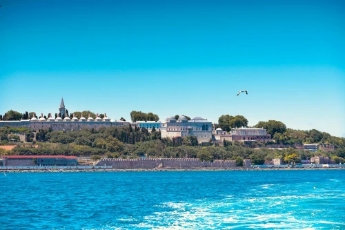 View of Topkapi Palace by the Bosphorus in Istanbul during a sunny day