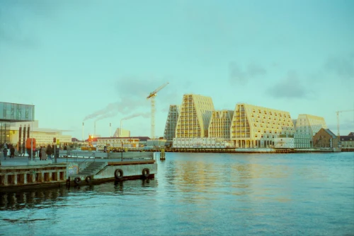 Contemporary architecture by the canal in Copenhagen, Denmark, reflecting urban design