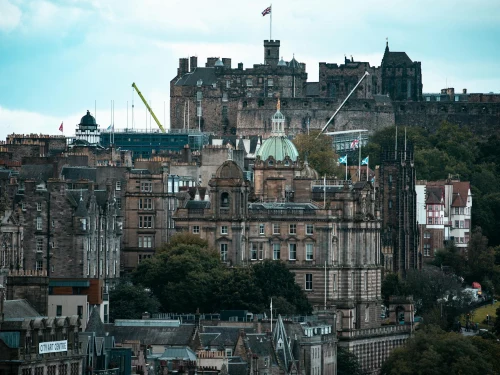 view of Edinburgh cityscape with Edinburgh Castle in the background